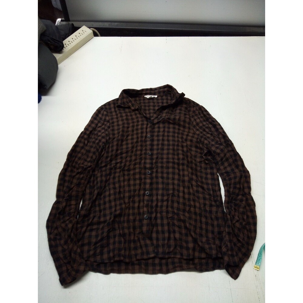 Beach Lunch Lounge Ladies Size M Checked Long Sleeve Button Up Shirt